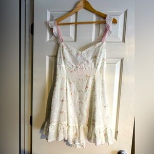 White and pink floral dress